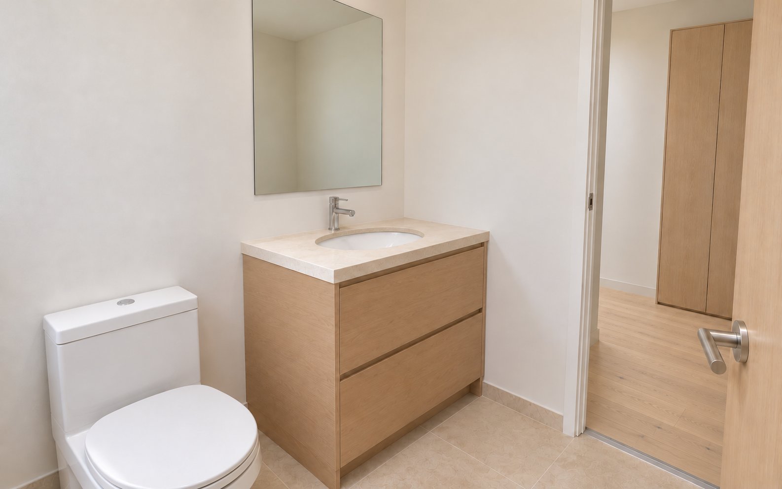 Fictional Hall bathroom, reverse view